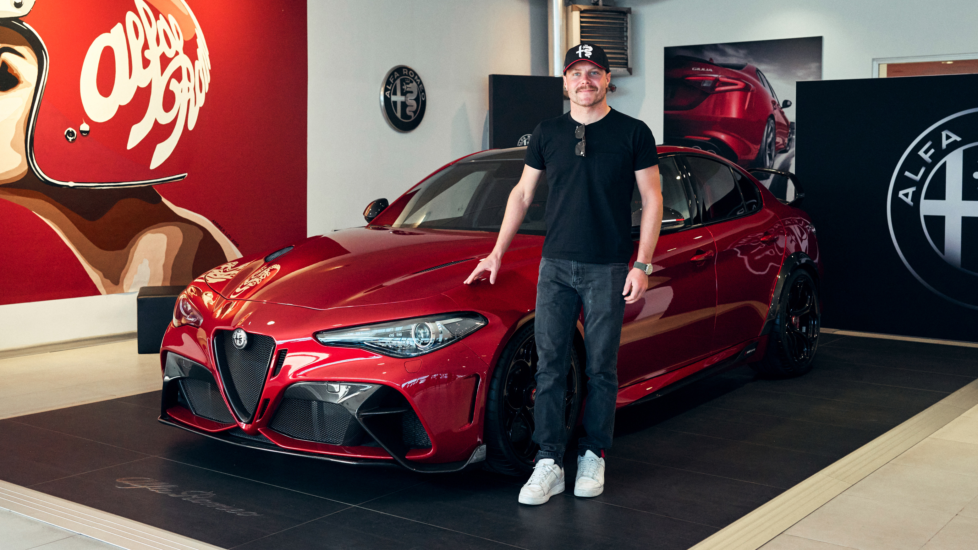 Valtteri Bottas Alfa Romeo Giulia GTAm dealership