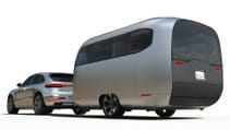 Digital render of a studio shot with Airstream linked to Porsche Macan