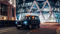 LEVC TX static shot in front of 100 Leadenhall building in the city of London