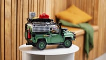 Lego classic Land Rover Defender 90 in off-road custom build sitting on a table