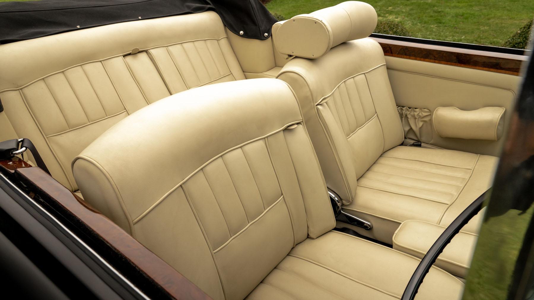 The restored cream interior of the auctioned Silver Shadow