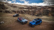 Group shot of new Jeep Wrangler variant with Canyon backdrop