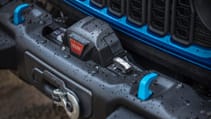 Close up of Jeep Wrangler Rubicon Warn winch