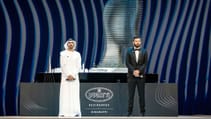 Mate Rimac and Muhammad BinGhatti on stage to unveil Bugatti Residences