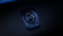 Close up of dash clock of RR Cullinan Black Badge Blue Shadow