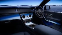 Close up of interior dash of RR Cullinan Black Badge Blue Shadow