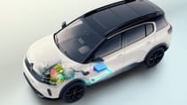 Graphic render of C5 Aircross hybrid technology from high angle