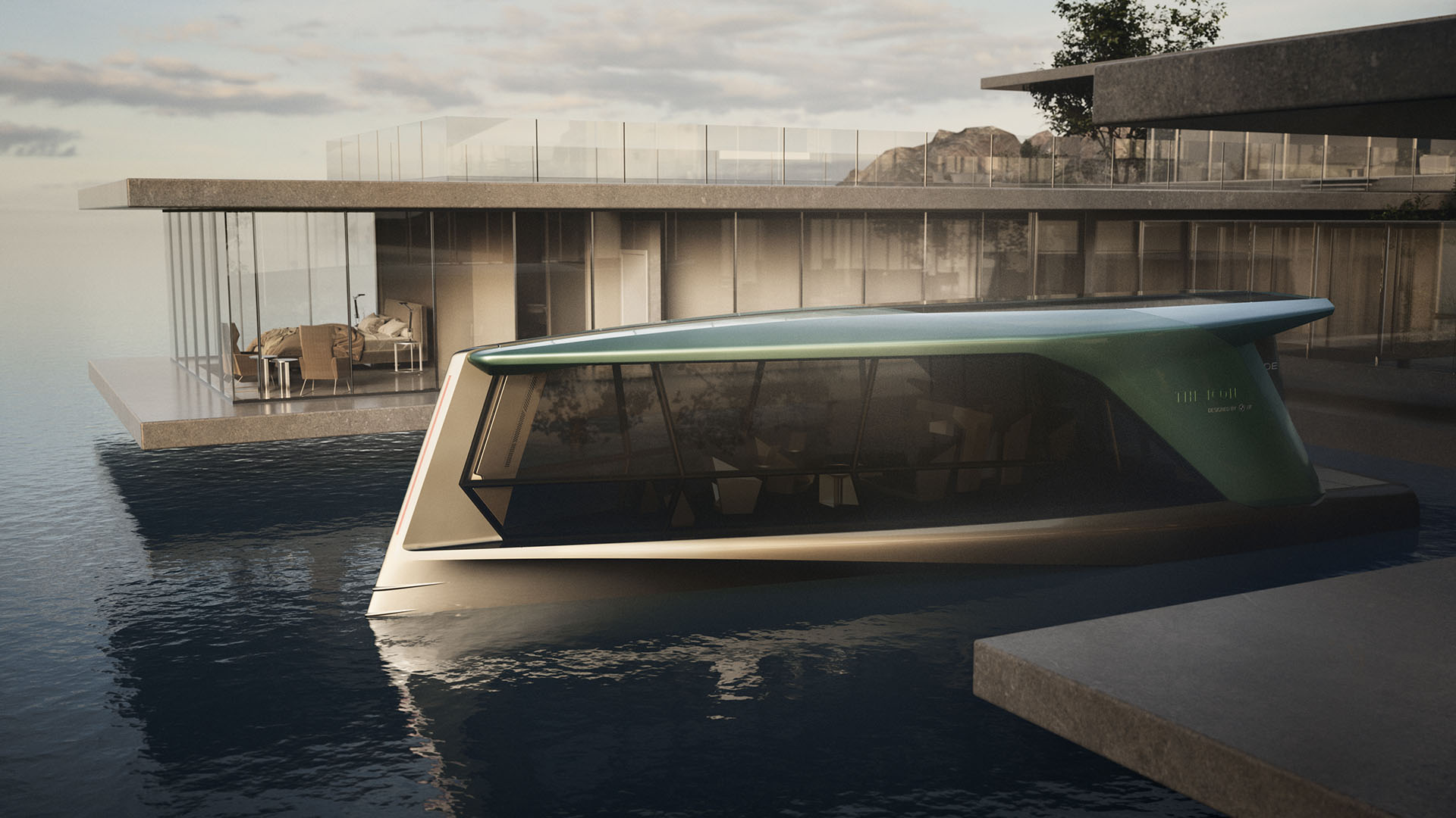 Original render of the BMW Tyde Icon battery-electric boat