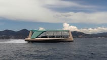 Full dynamic shot of the BMW Tyde Icon battery-electric boat