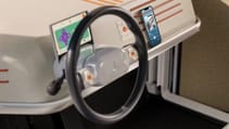 Dashboard image of Luvly O cabin steering wheel, smartphone holder