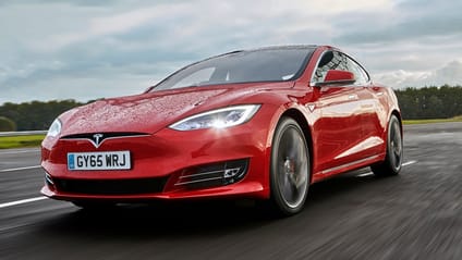 Track shot of Tesla Model S