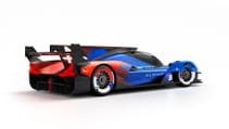 Digital render of new Alpine Le Mans Hypercar in tricolore colours - from rear