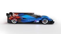 Digital render of new Alpine Le Mans Hypercar in tricolore colours - side profile