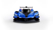 Digital render of new Alpine Le Mans Hypercar in tricolore colours - front centred