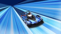 Digital render of new Alpine Le Mans Hypercar in tricolore colours - dynamic