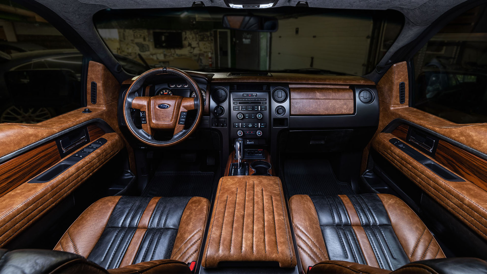 Close up shot of dash of Vilner-modded Ford Raptor