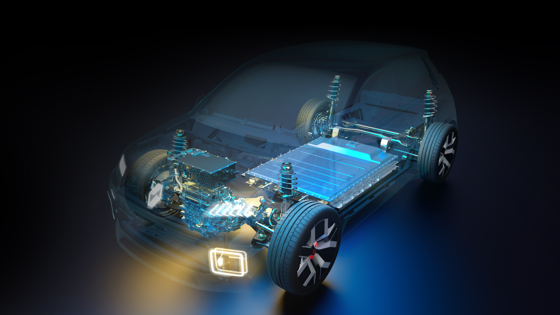 A graphical render of the bi-directional charger sitting in the 2024 Renault 5