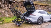 Porsche Taycan Cross Turismo tow bar for bikes review Top Gear 2023