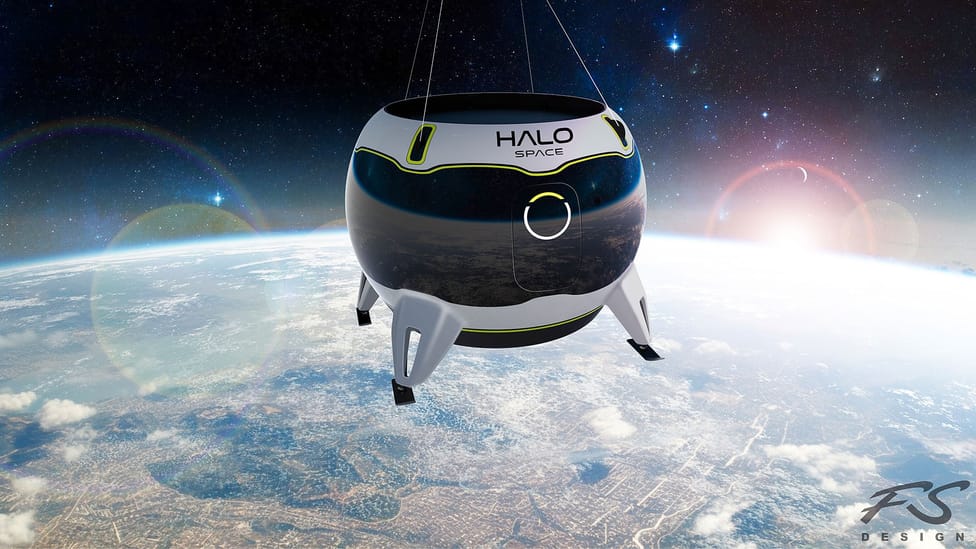 Frank Stephenson Design initial render of stratospheric balloon capsule to carry folks to edge of space