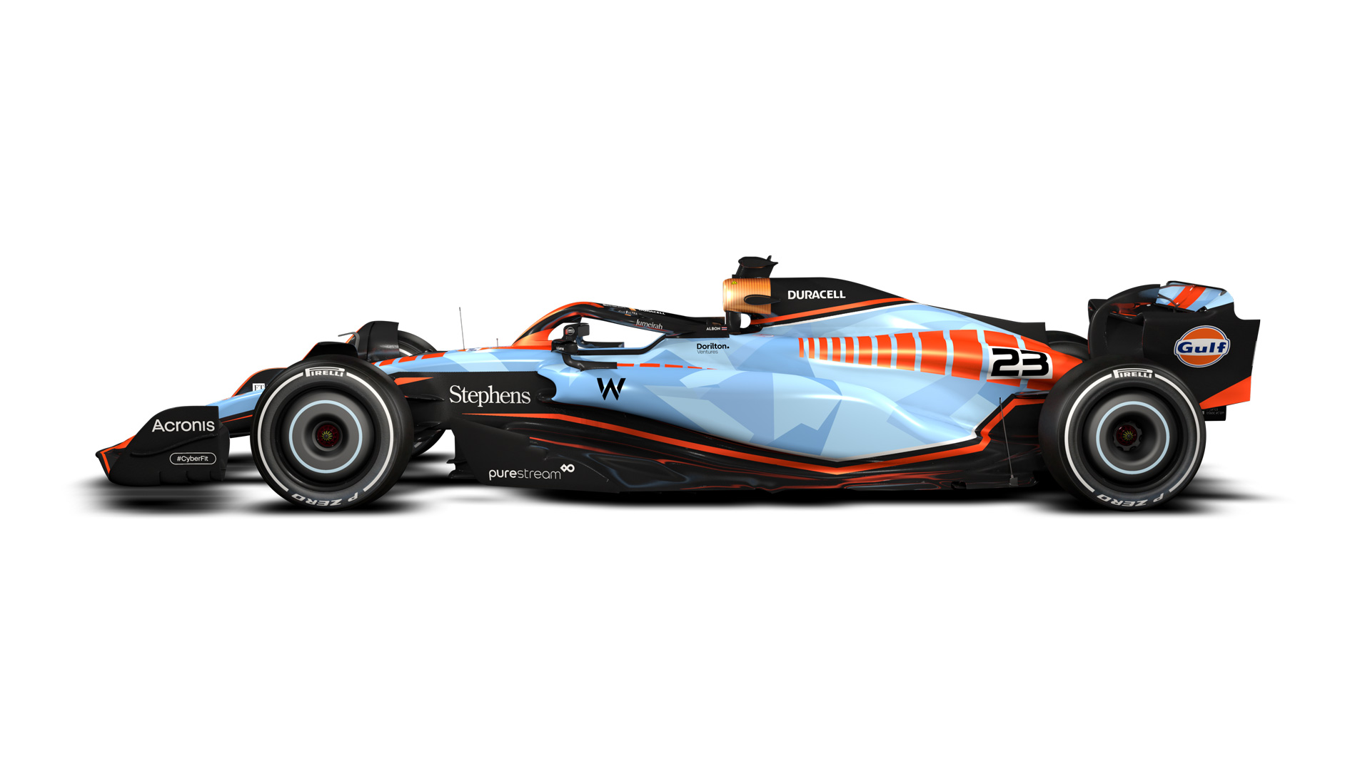 Williams 2023 Gulf livery profile