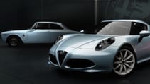 Designer's Cut Alfa Romeo 4C in static shot with GTV in backdrop