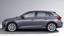 Side profile studio shot of Skoda Scala