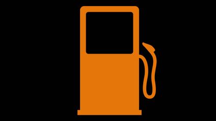 Low fuel indicator, a fuel pump in orange