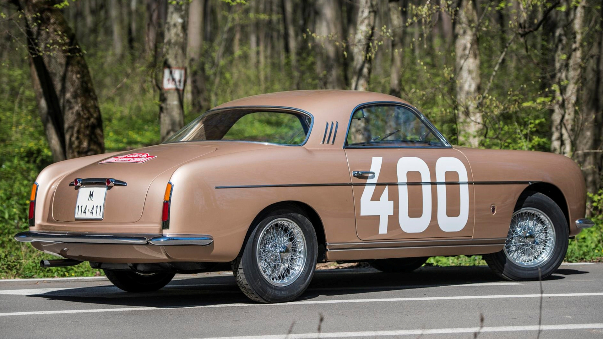 Static shot of Alfa Romeo 1900C Sprint Ghia, rear three-quarter