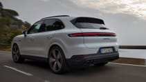 Rear driving shot of the Porsche Cayenne S E-Hybrid