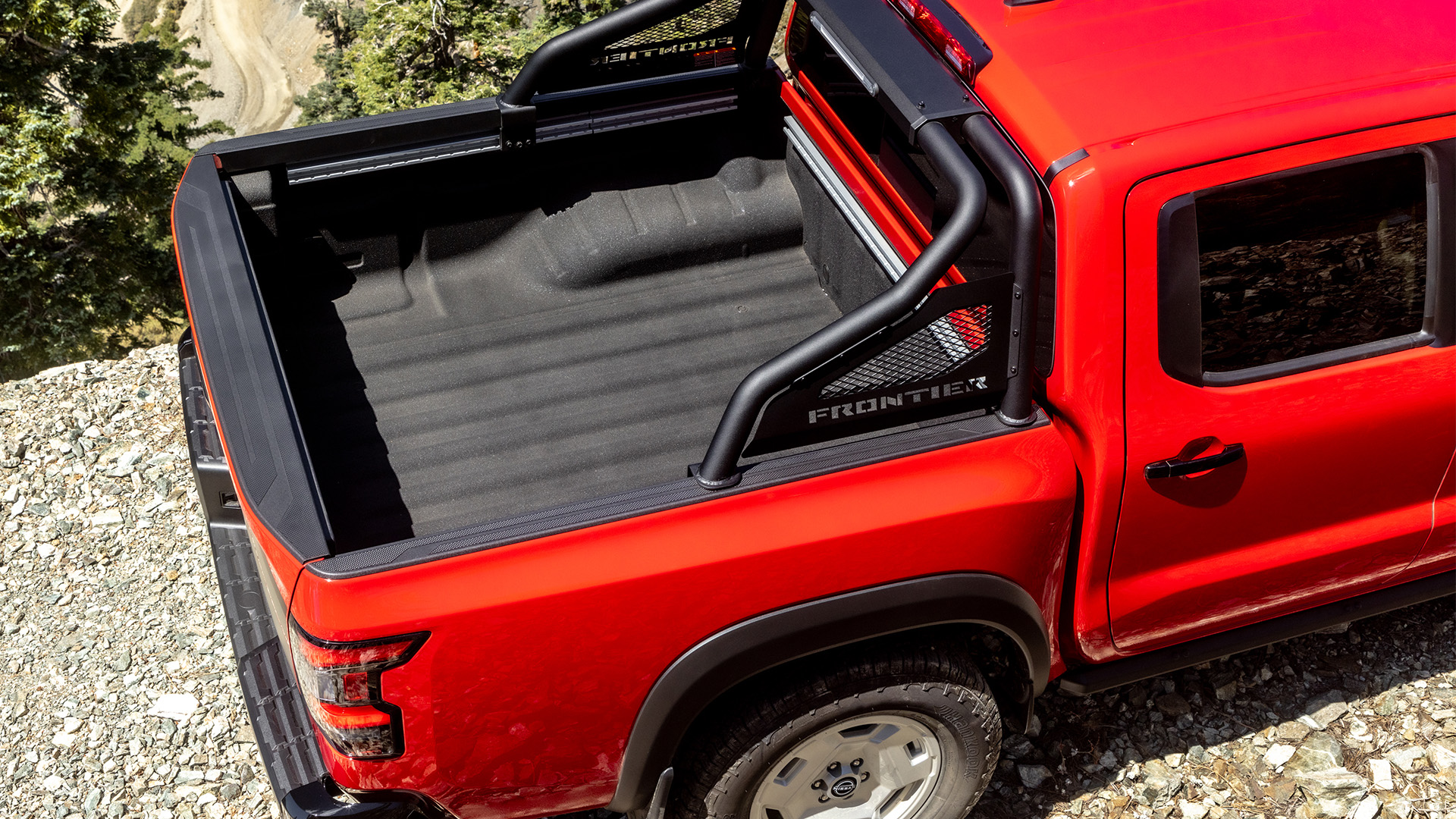 Birds Eye shot of 2024 Nissan Frontier Hardbody Edition pick-up bed