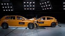 Watch Mercedes crash test an EQS SUV into an EQA