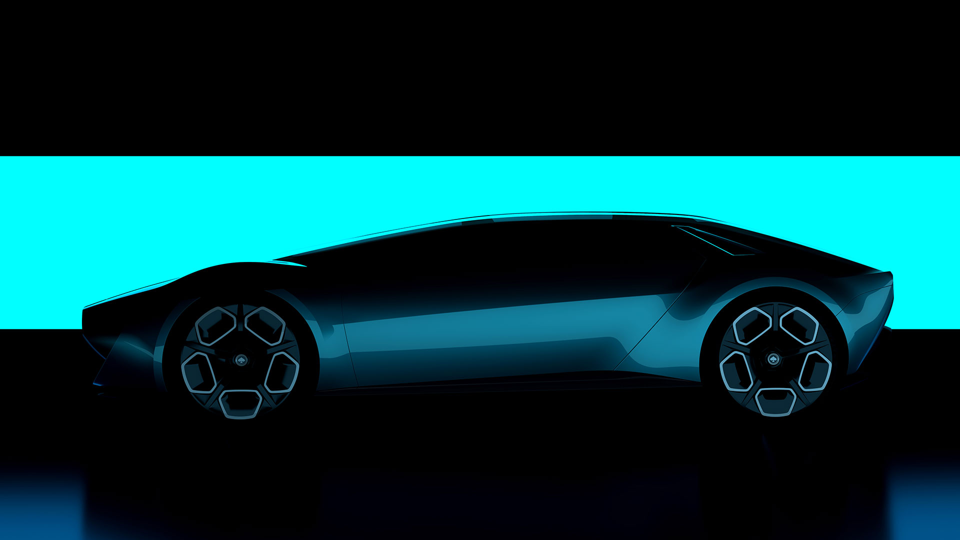 Side profile, shadowy shot of new digital design concept 2023 Asso di Picche, with blue illuminated backdrop