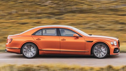 Driving shot and side profile of Bentley Flying Spur