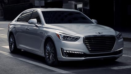 Three quarter driving shot of Genesis G90