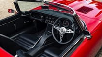 Cockpit with droptop down on the Helm's second example of E-type Jag restoration