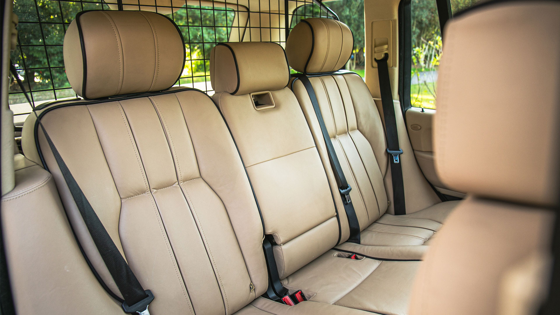 Interior rear shot of Queen Elizabeth's 2004 Range Rover