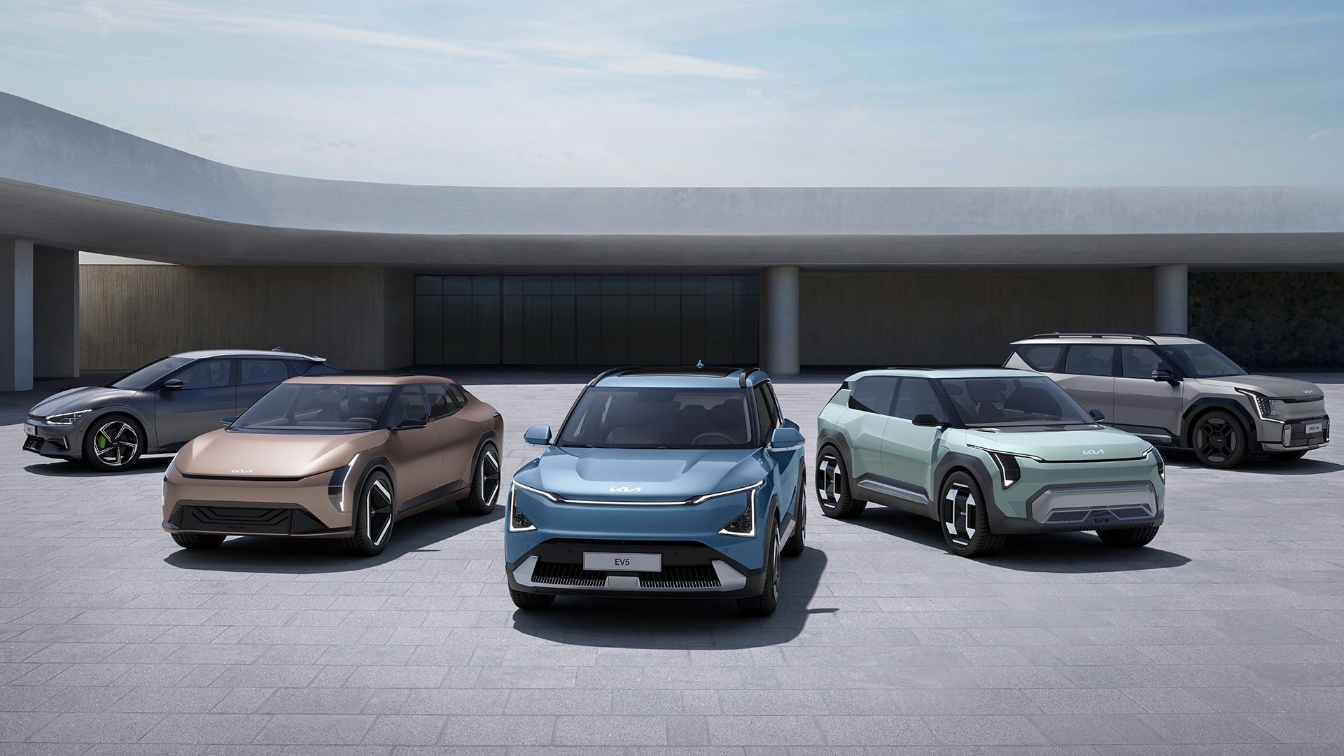 Kia EV Day electrified line up in fanned static shot