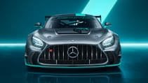 Static shot of new Mercedes-AMG GT2 Pro, front dead-on