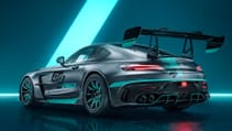 Static shot of new Mercedes-AMG GT2 Pro, rear shot three-quarter