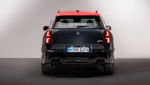 Rear dead-on shot of 2024 Mini Countryman JCW