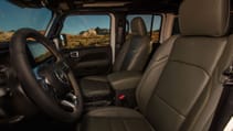 Interior shot of the 2024 Jeep Wrangler 4xe front seats