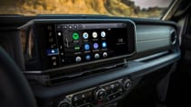 Close-up shot of the 2024 Jeep Wrangler 4xe infotainment