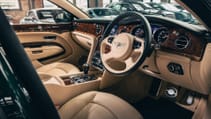 Cockpit shot from outside of car - Bentley Mulsanne, last one produced and commissioned by Queen Elizabeth II