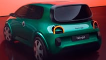 Static studio shot of the new all-electric Renault Twingo from rear