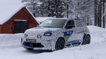 Driving shot of Alpine A290 in snowy Lapland