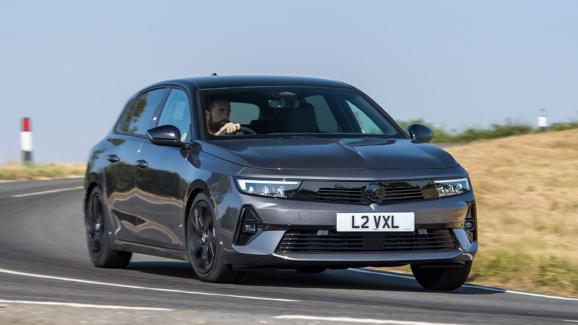 Driving shot of the Vauxhall Astra hybrid, from front