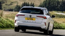 Driving shot of the Vauxhall Astra ST hybrid, from rear