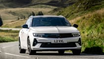 Driving shot of the Vauxhall Astra ST hybrid, from front