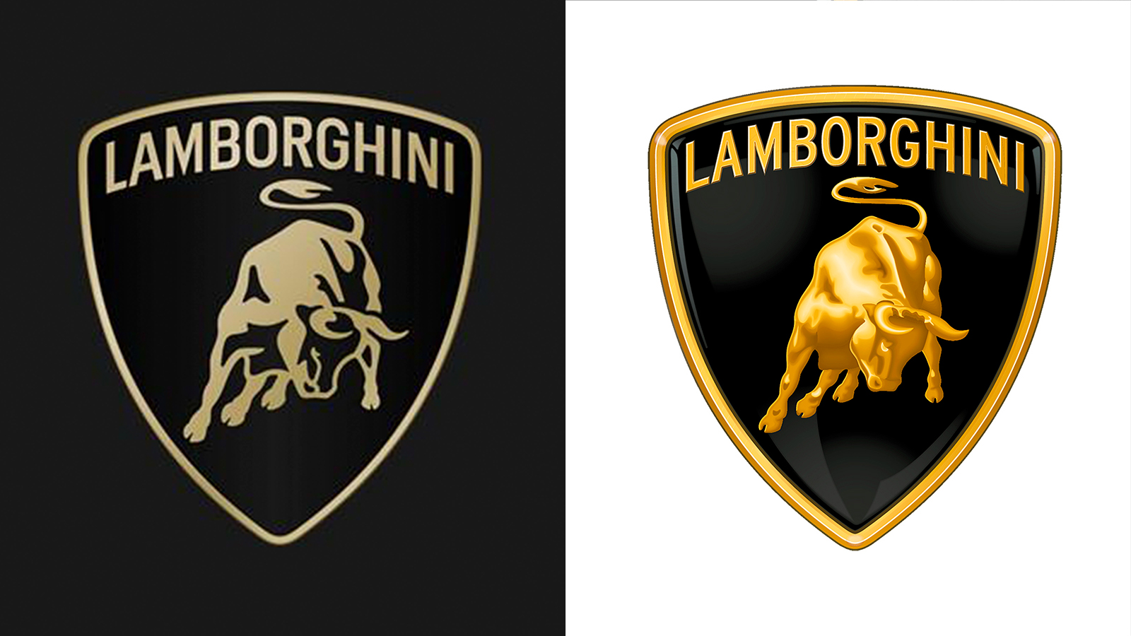 Lamborghini new logo vs old logo