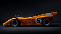 Side profile shot of McLaren M8A